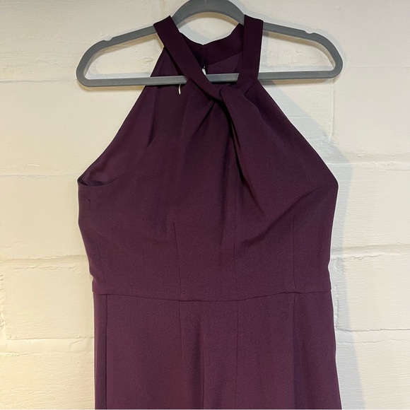 Julia Jordon Halter Twist Neck Sleeveless Pocketed Jumpsuit Wide leg Plum 14 nwt - Picture 4 of 12